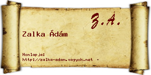 Zalka Ádám névjegykártya